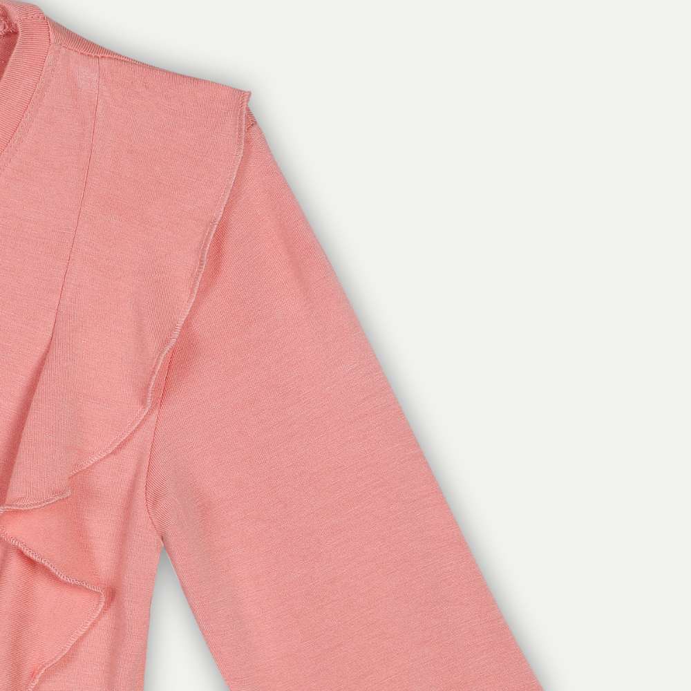 Peach Ruffled Shoulder Top | Bamboo Fabric | Organic | Casual | Kids Active Wear