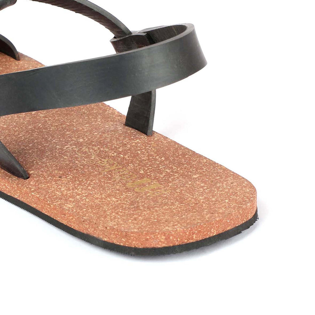 T-Strap Cork Brown Sandals | Flats for Men | Soft, Light-Weight and Eco-Friendly