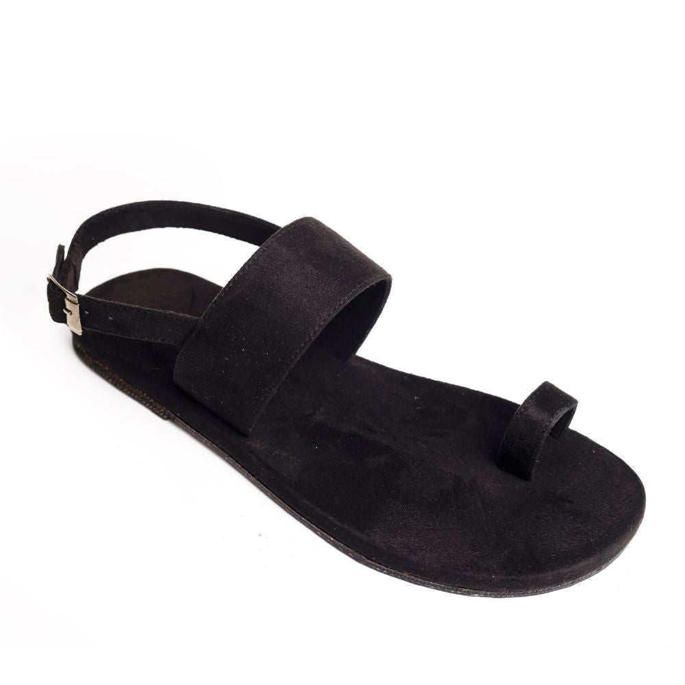 Black Flat Sandals For Men | Designed and Made Sustainably by Artisans