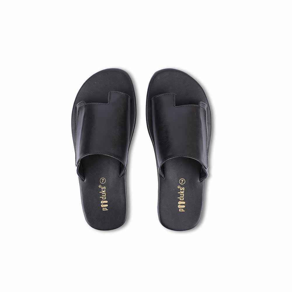 Comfy Black Eco-Friendly Men Flats | Cloak Vegan Leather Slides