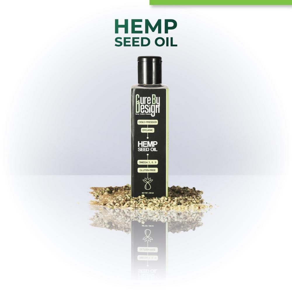 Hemp Seed Pure Cold Pressed Oil | Organic | Omega 3, 6, 9 | Gluten Free | 200 ML