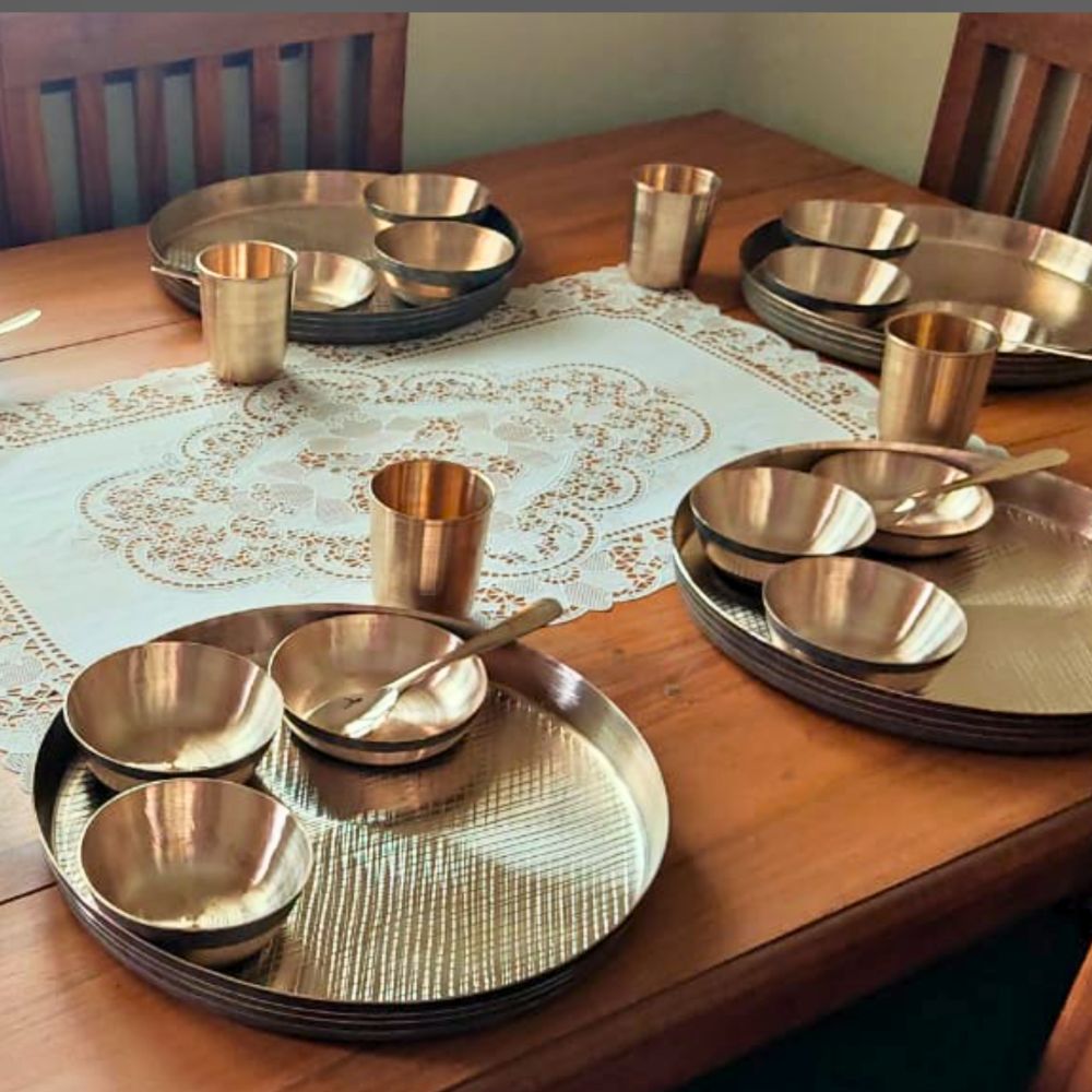 Sustainable & Hand-Crafted Kansa Dinner Set | 12" Thali In Set Of 6