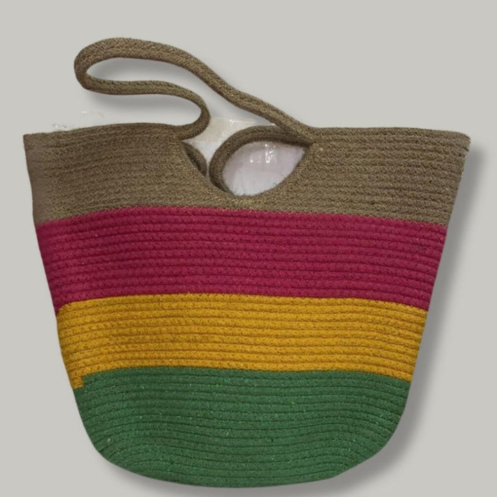 Jute Handcrafted Tote Bag | Multi-coloured