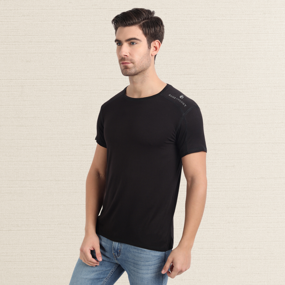 T-shirt | Men Active Wear | Casual Look | Round Neck | Bamboo | Organic | Black