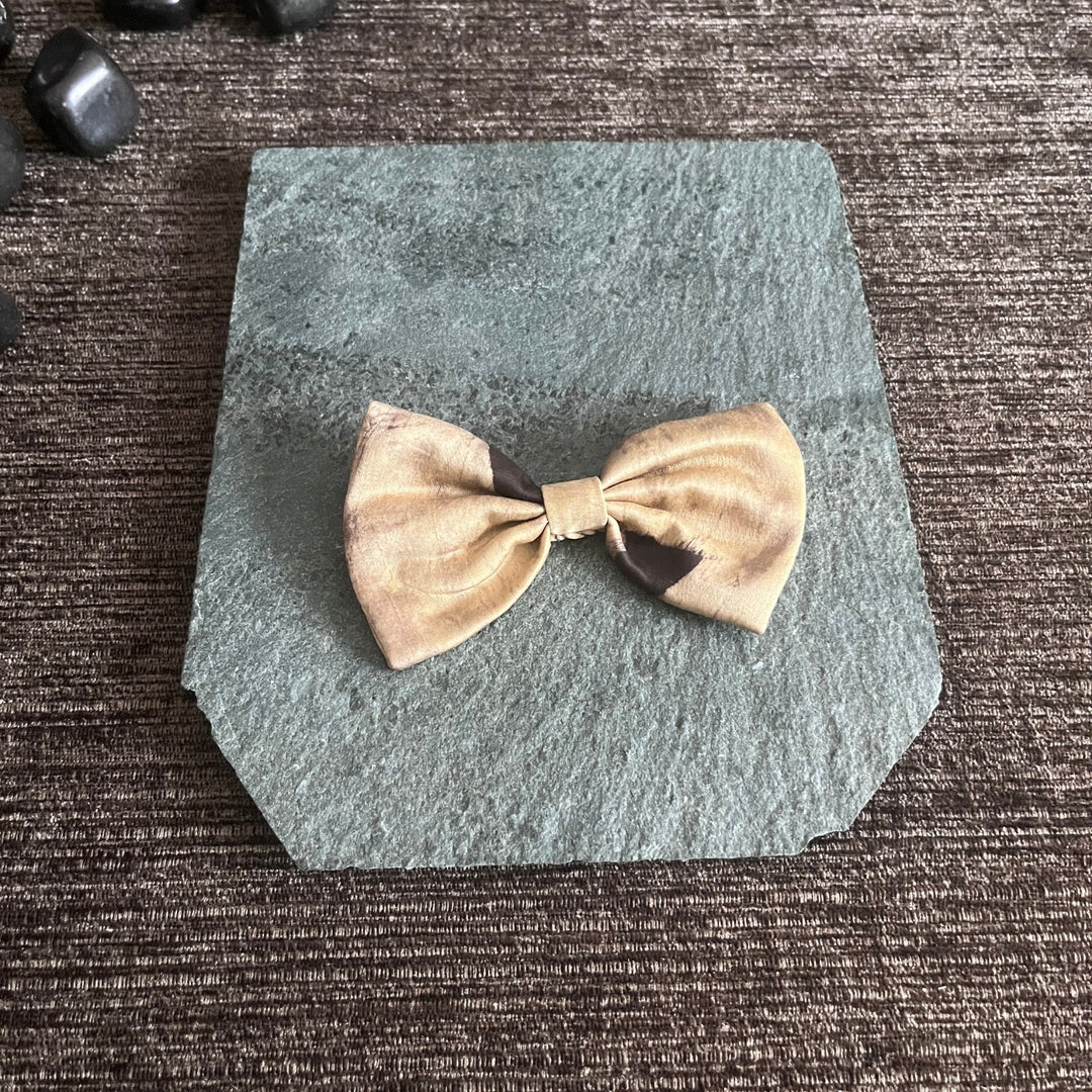 Beige Hair Bow Clip For Women | Smart Hair Accessory | Modal Ajrakh | Minimalistic