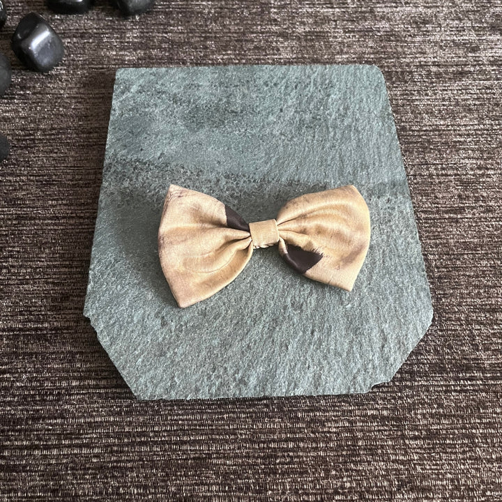 Beige Hair Bow Clip For Women | Smart Hair Accessory | Modal Ajrakh | Minimalistic