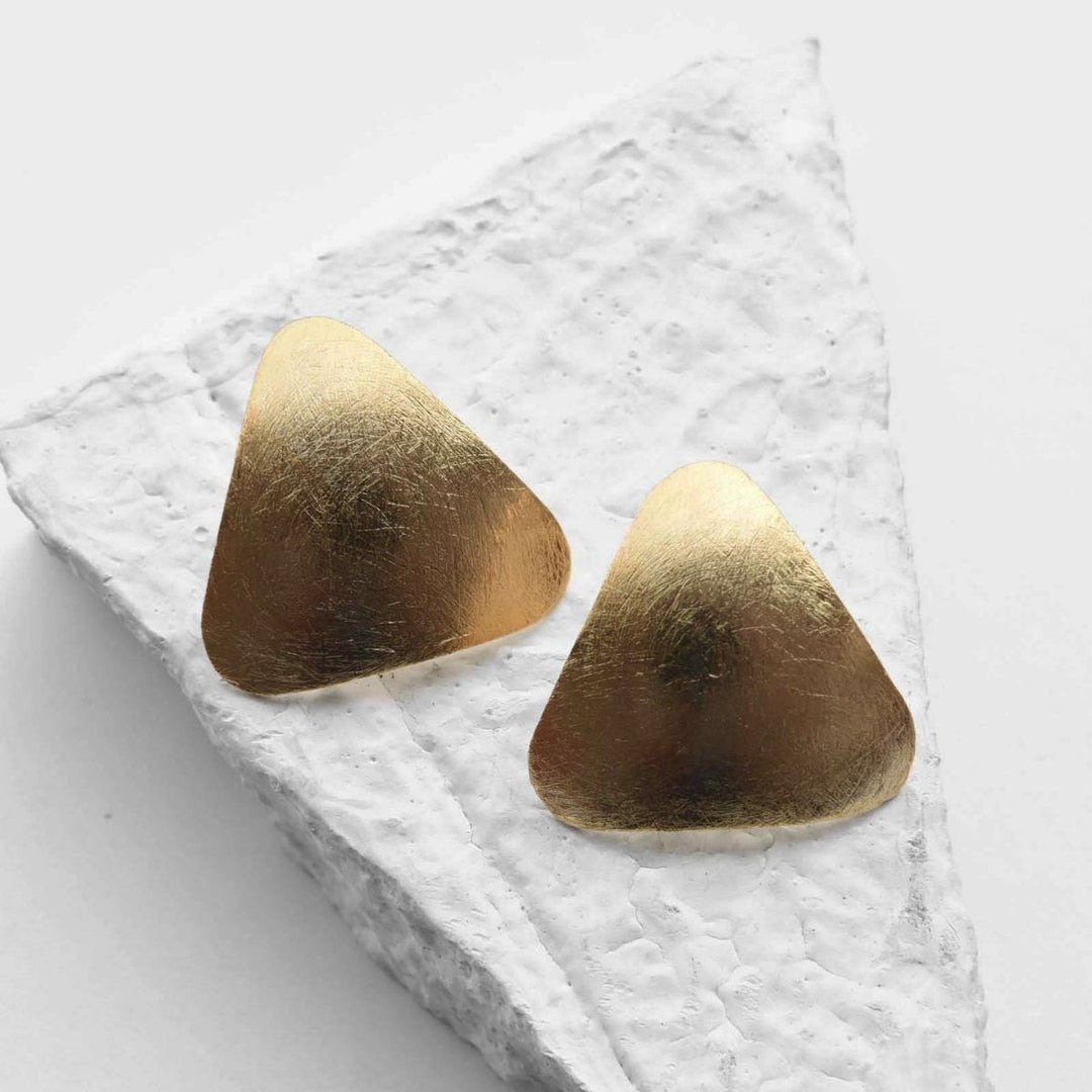 Triangle Duomo | Gold Finish Brass Earrings | Sustainably Crafted  | For Subtle Styling