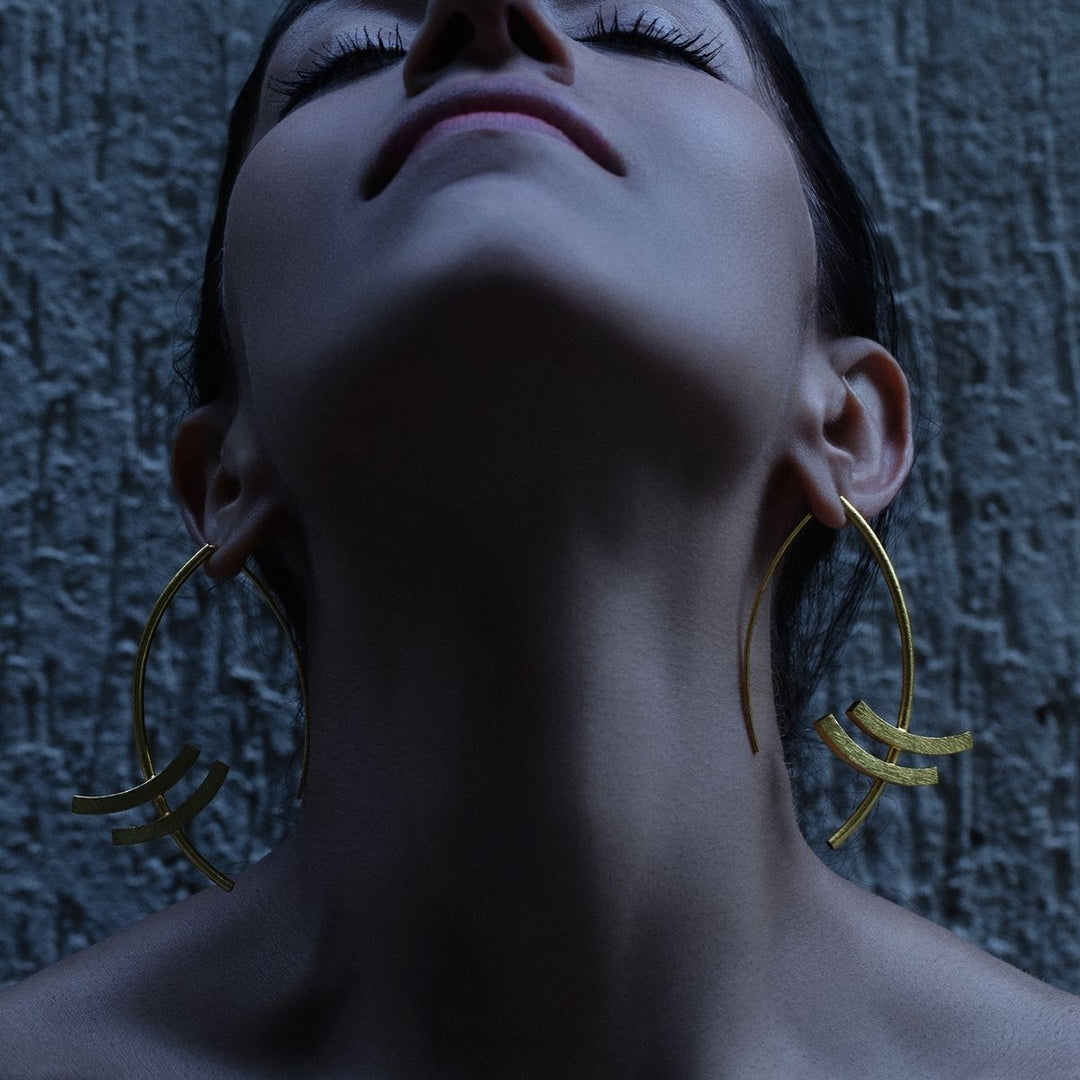 Tumo Earrings | Gold Finish Brass Jewellery | Hand-Crafted | Artisanal | Unique