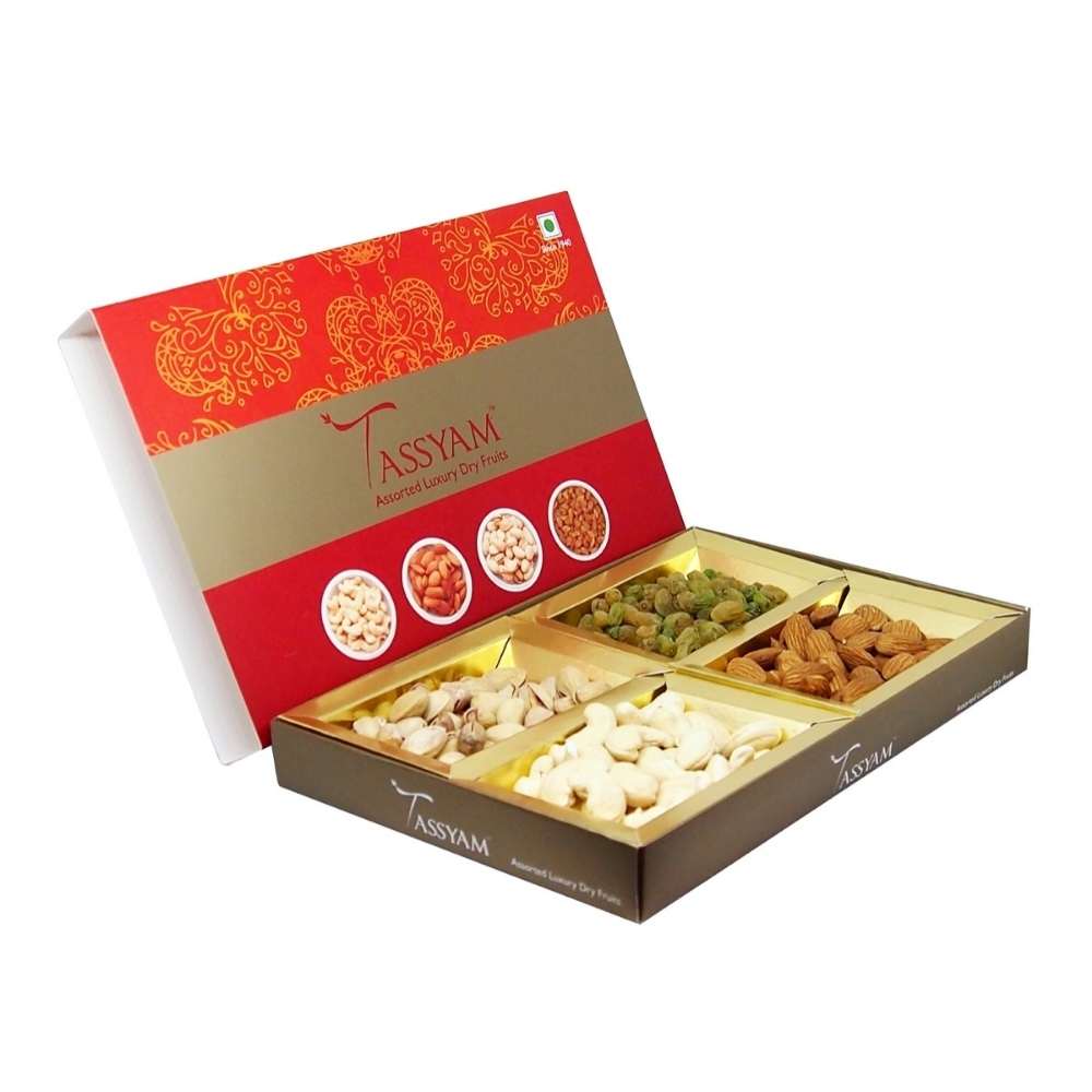Diwali Dry Fruit Red Box | Assorted Dry Fruits | Organic Gift Box | Set Of 4