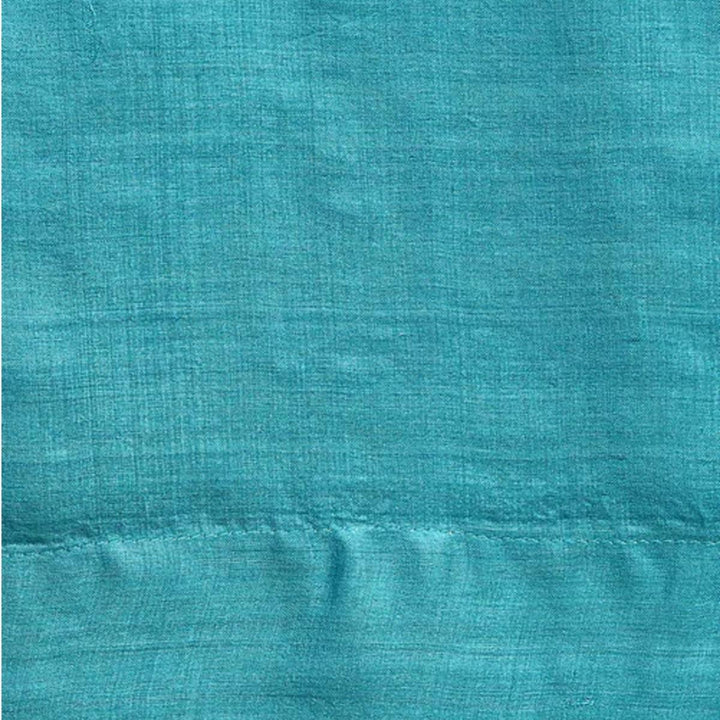 Sujani Embroidered Pure Tussar Silk HandHalf Saree | Yellow & Teal Blue | Festive Wear