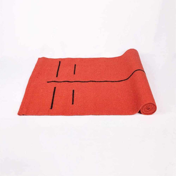 Red Yoga Mat With Bag And Straps | Rubberised Back | Made of Cotton