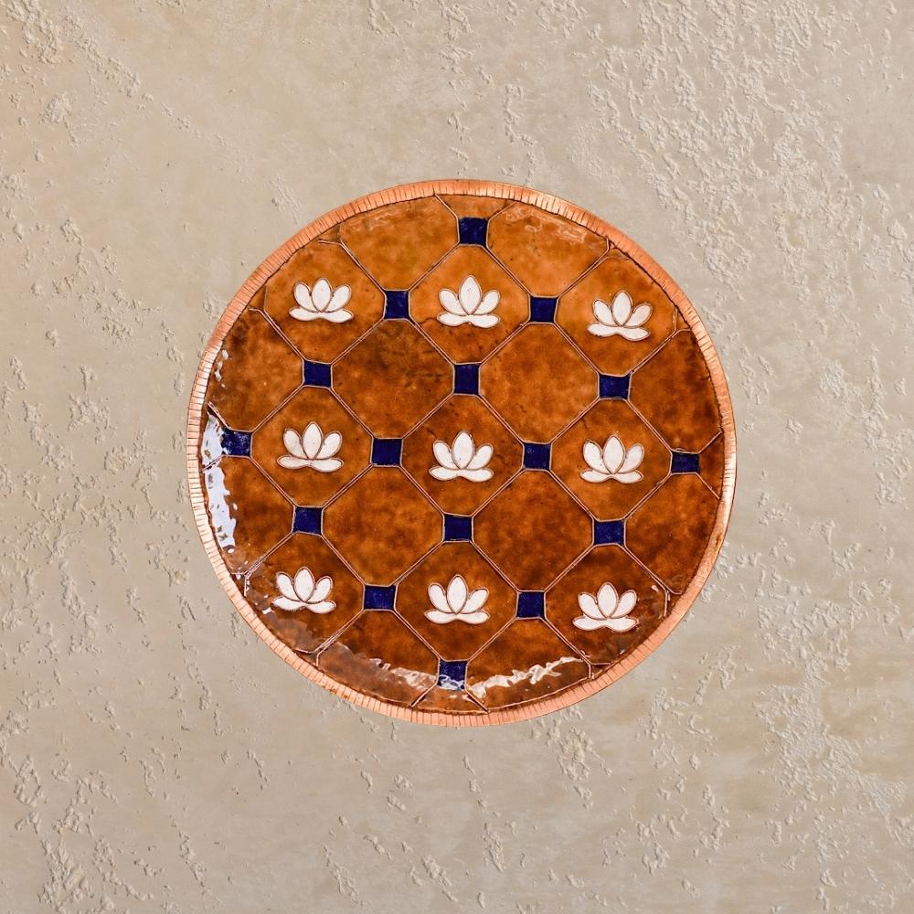 Lotus In Jali Decorative Wall Plate | Copper Ware | Hand-crafted | Brown