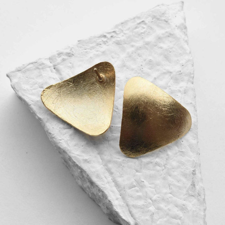 Triangle Duomo | Gold Finish Brass Earrings | Sustainably Crafted  | For Subtle Styling