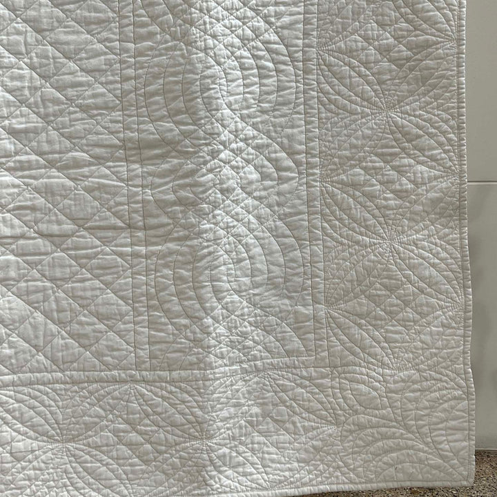 Cotton Star Diamond Embroidered Cotton Quilt | Serene White | 92 x 100 Inch