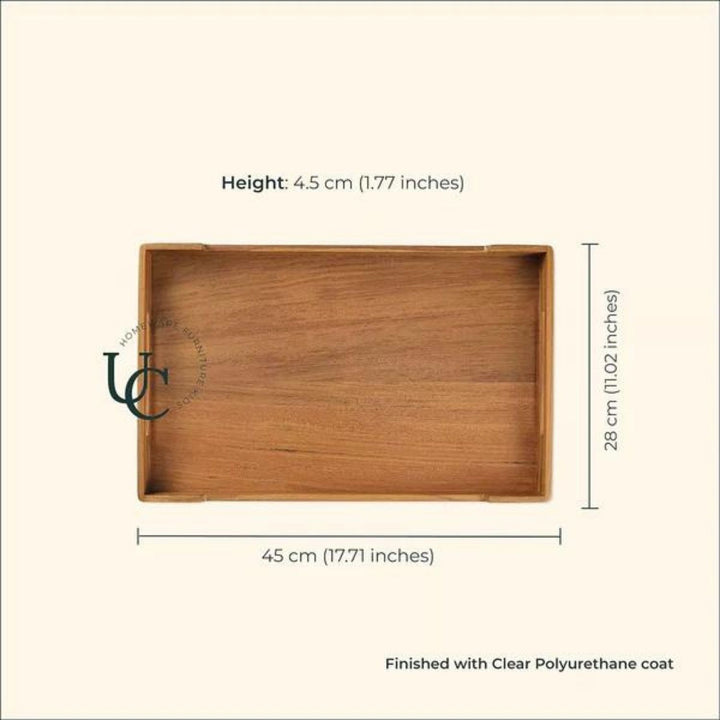 Cresta Serving Tray | Premium Teak Wood | Hand-Crafted | Large - 18 Inch