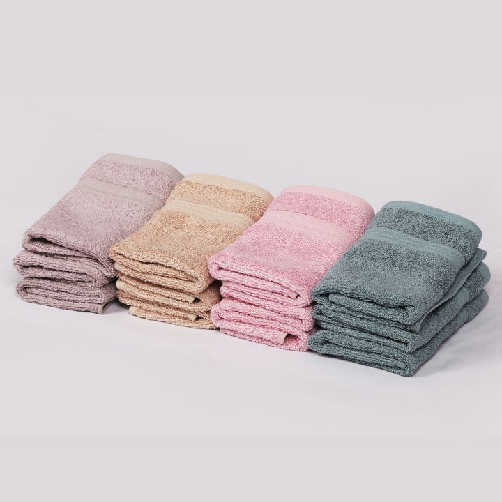 Natural Bamboo Face Towel | Eco Friendly | Pink, Blue, Beige & Grape | Set Of 12