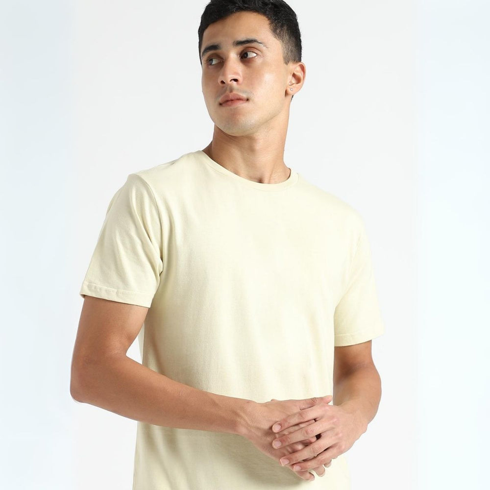 Naturally Dyed Men's T-shirt | Organic Cotton | Casual | Light Lemon Yellow