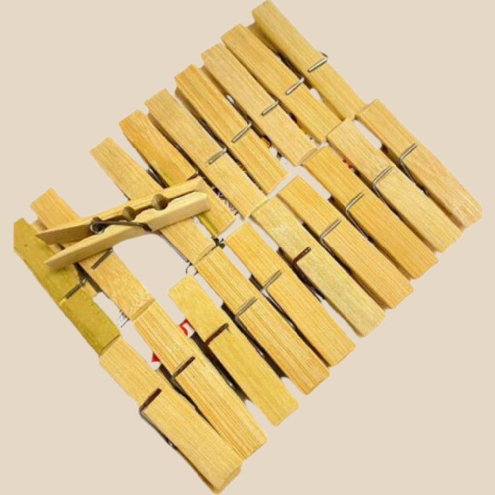 Bamboo Cloth Pegs | Durable | Lightweight | Sustainable | Pack Of 20