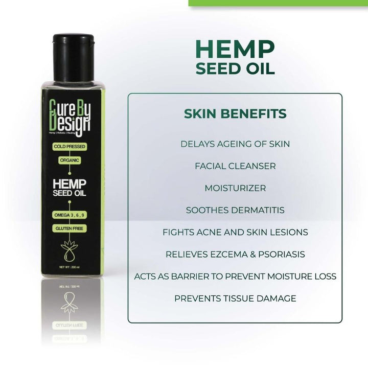 Hemp Seed Pure Cold Pressed Oil | Organic | Omega 3, 6, 9 | Gluten Free | 200 ML