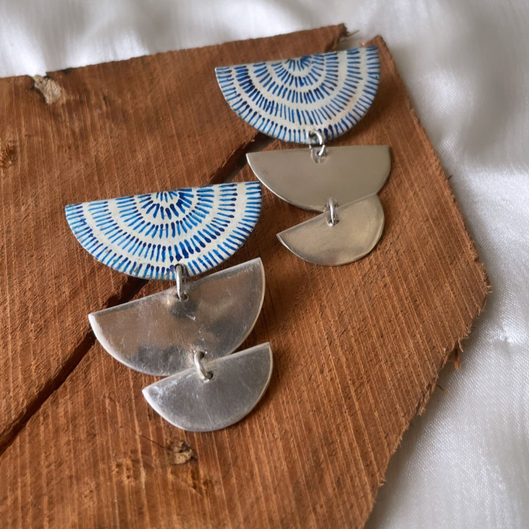 Uchiwa  Earrings | Silver Jewellery | Hand Painted Earring | Bespoke Design