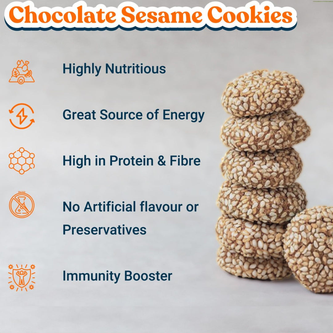 Chocolate Sesame Cookies | Nutty Crunch | Nourishing  | Guilt Free | 200 GM