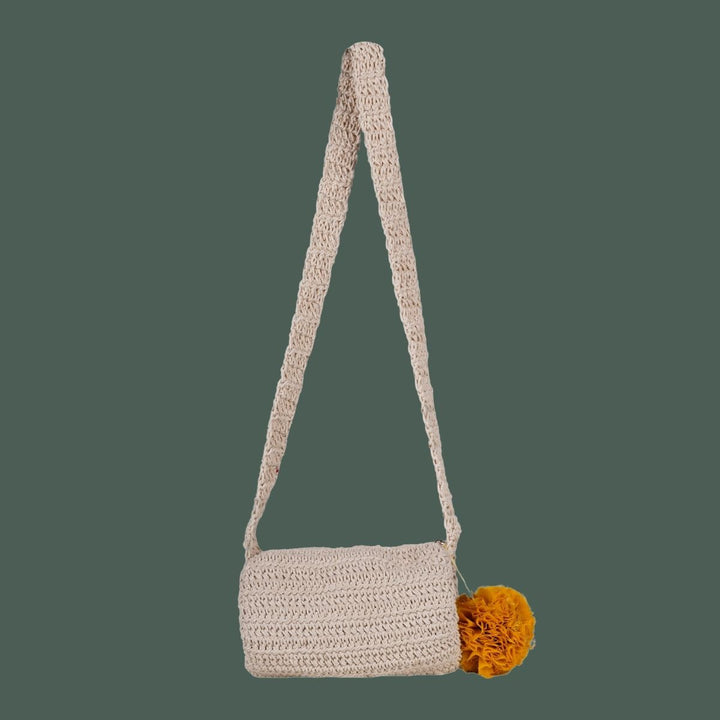 Women Duffel Sling Bag | Hand-Crochet | Cotton Yarn | Off White