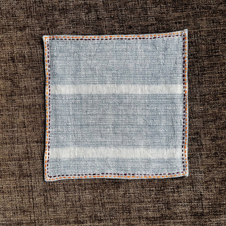 Denim Blue Cotton Table Napkin | Hand Embroidered | Set of 2