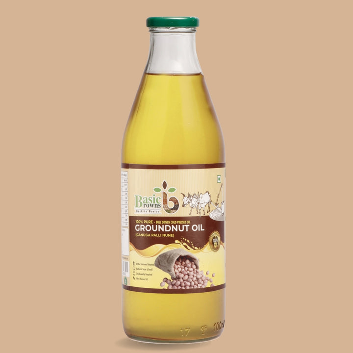 Bull Driven Cold-Pressed Groundnut Oil | 100 Percent Pure and Natural | 1 L Bottle