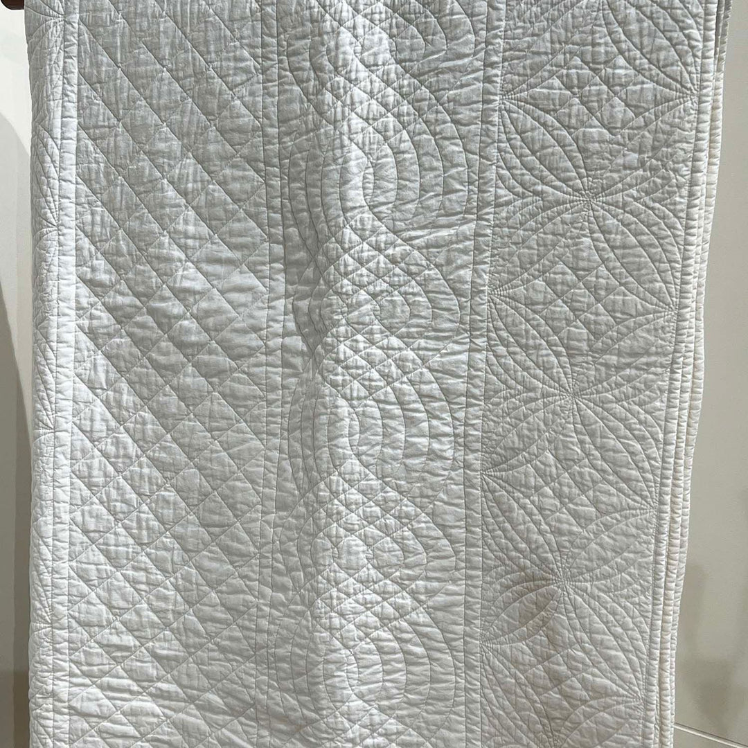 Cotton Star Diamond Embroidered Cotton Quilt | Serene White | 92 x 100 Inch