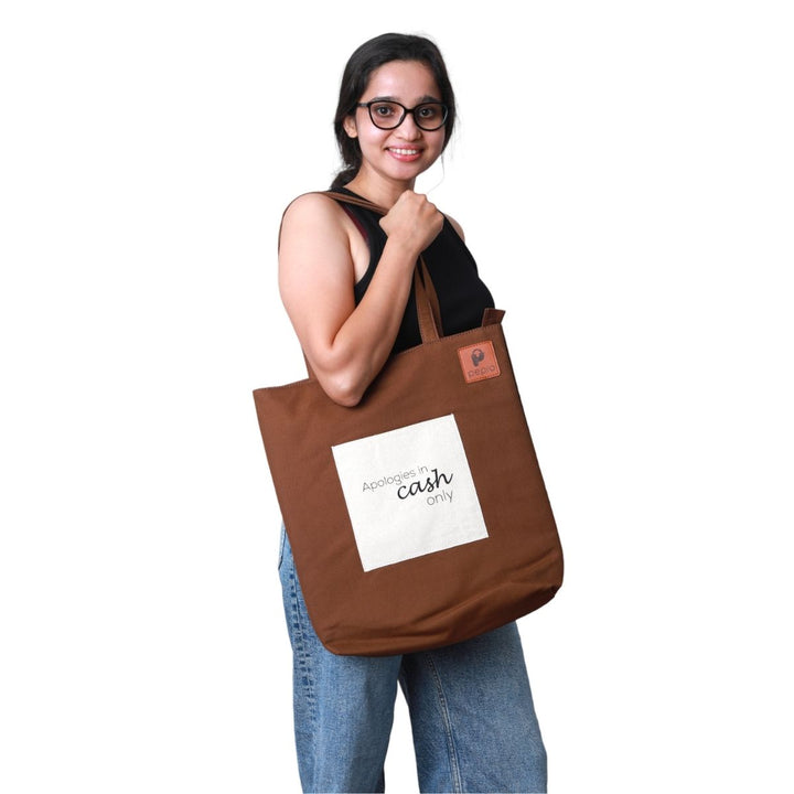 Hand-Crafted Cotton Tote Bag | Gadget Safe | Apologies In Cash Only