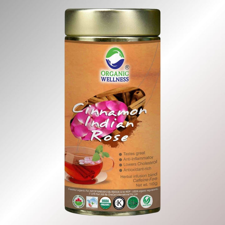 Cinnamon Indian Rose Herbal Tea | Caffeine-Free |  100% Organic | Tin Pack Of 100 GM