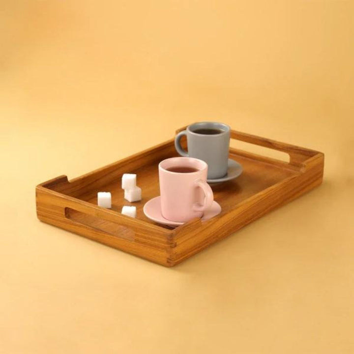 Cresta Serving Tray | Premium Teak Wood | Hand-Crafted | Medium - 13 Inch