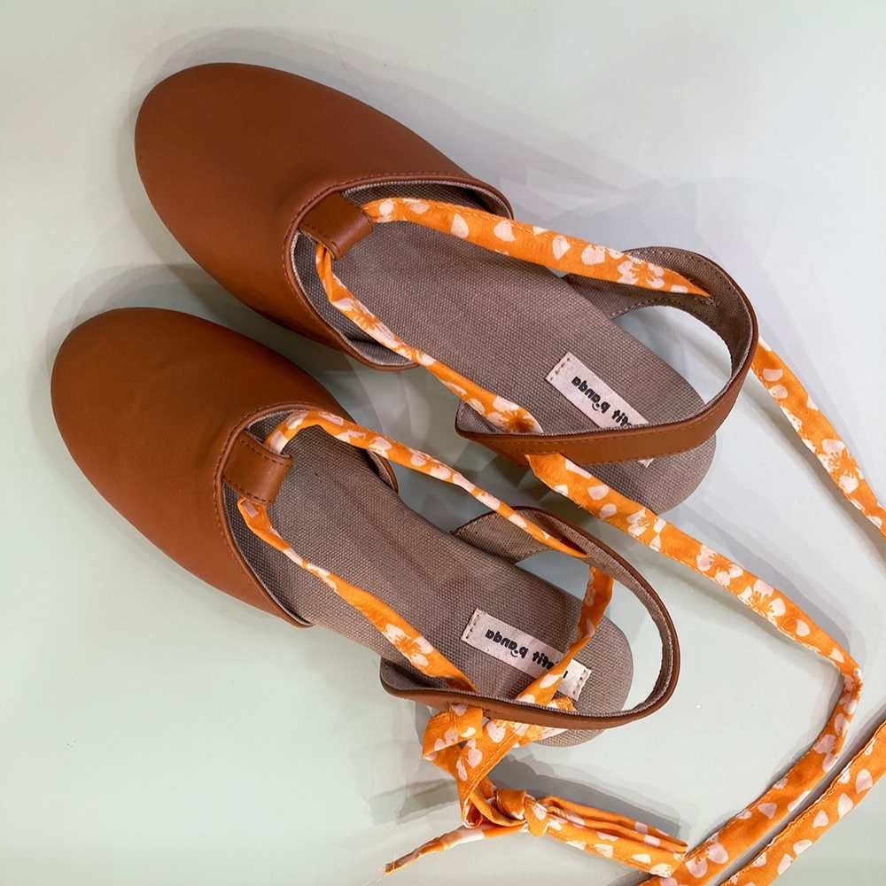 Tan Brown Slingback Flats for Women | Cactus Leather | Styled with Tie-up