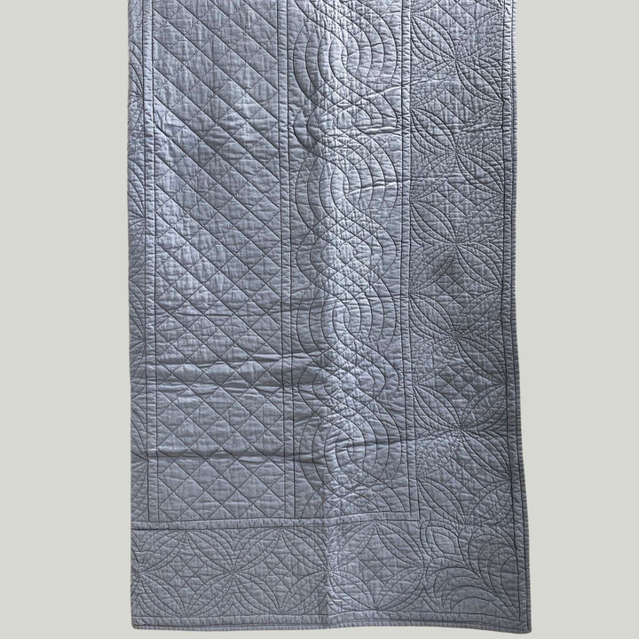 Star Diamond Embroidered Cotton Quilt | Slate Grey | 92 x 100 Inch