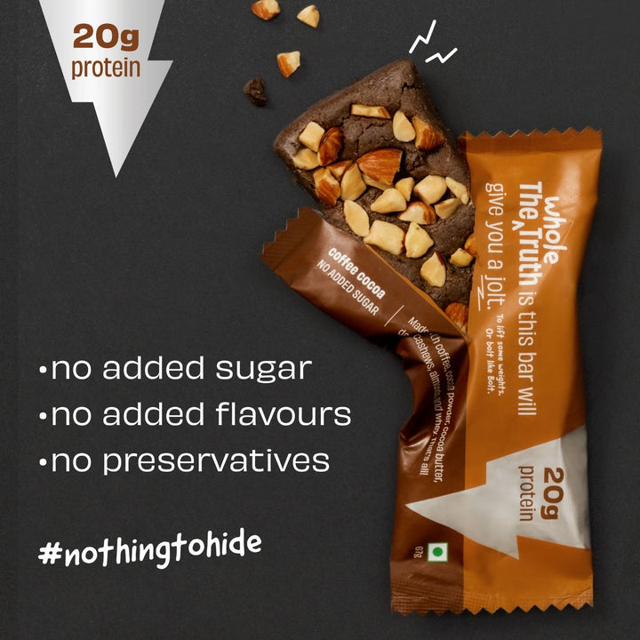 High Protein Coffee Cocoa 20g Protein Bar | Pack of 5 | No Added Sugar - No Preservatives - No Artificial Flavours - All Natural