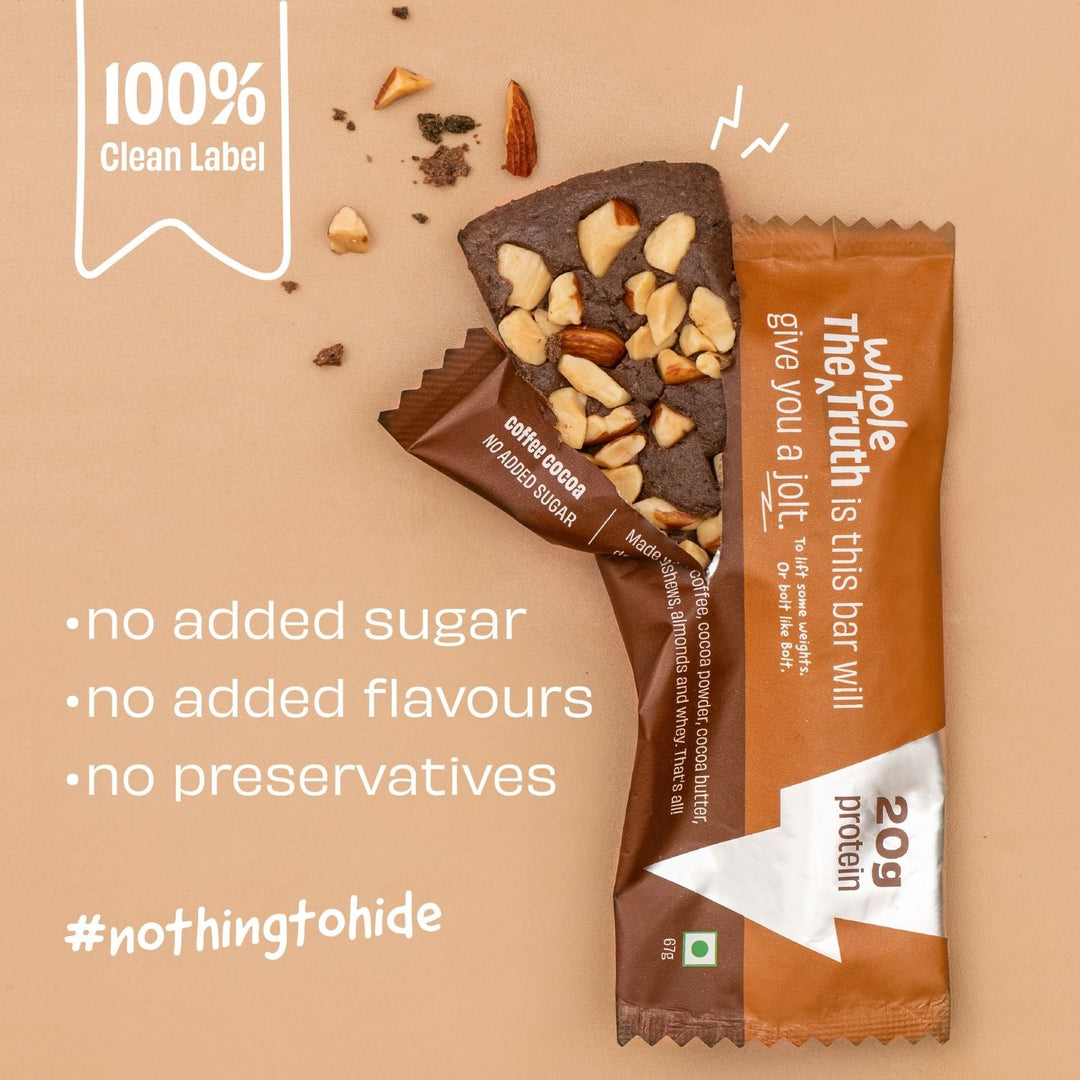 High Protein Coffee Cocoa 20g Protein Bar | Pack of 5 | No Added Sugar - No Preservatives - No Artificial Flavours - All Natural