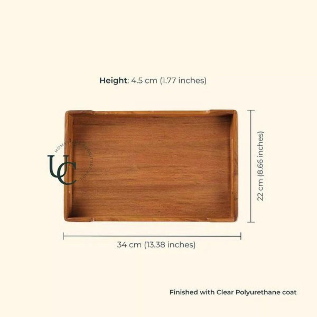 Cresta Serving Tray | Premium Teak Wood | Hand-Crafted | Medium - 13 Inch