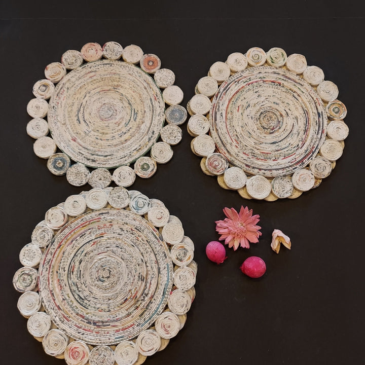 Paper Crafted Flower Place Mats | Durable | Artistic | Unique | Set of 6