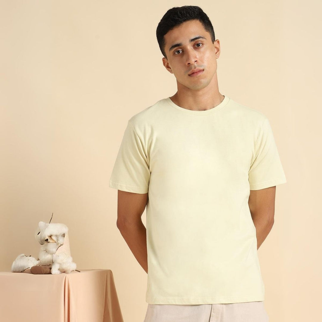 Naturally Dyed Men's T-shirt | Organic Cotton | Casual | Light Lemon Yellow