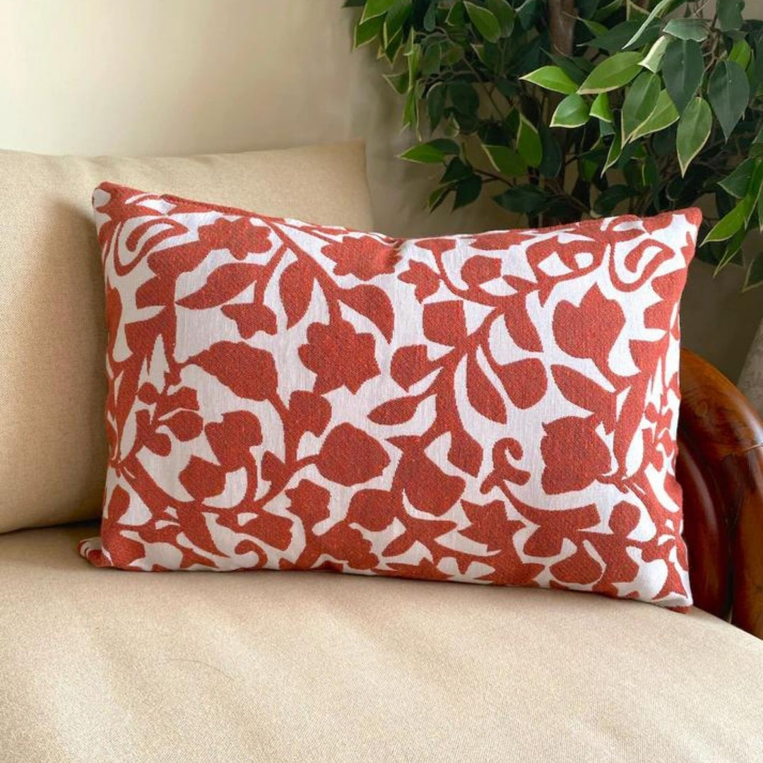 Leaf Double Sided Cotton Cushion Cover | Rust Orange | Pack Of 2