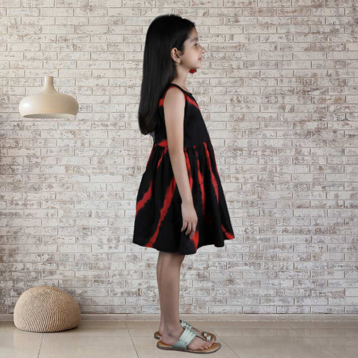 Leheriya Dress | Occasion Wear | Cotton | Black And Red