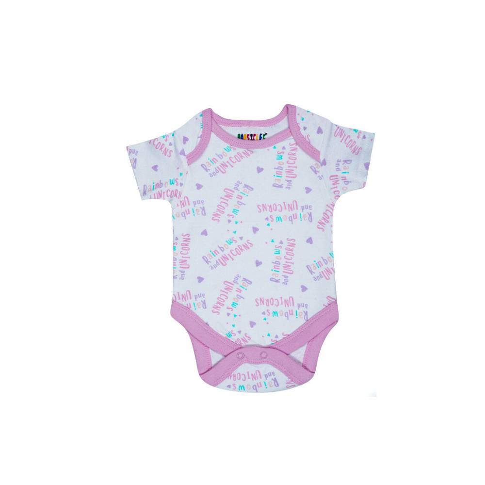 Rainbow And Unicorns Baby Girls Romper | Natural | Soft Cotton | Set Of 2