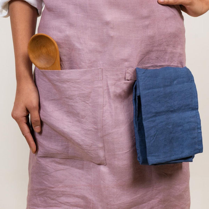 Cross Back Apron With Pockets | Anti Microbial Hemp Fabric | Multi-Functional | Solid Colour | No Tie Apron 