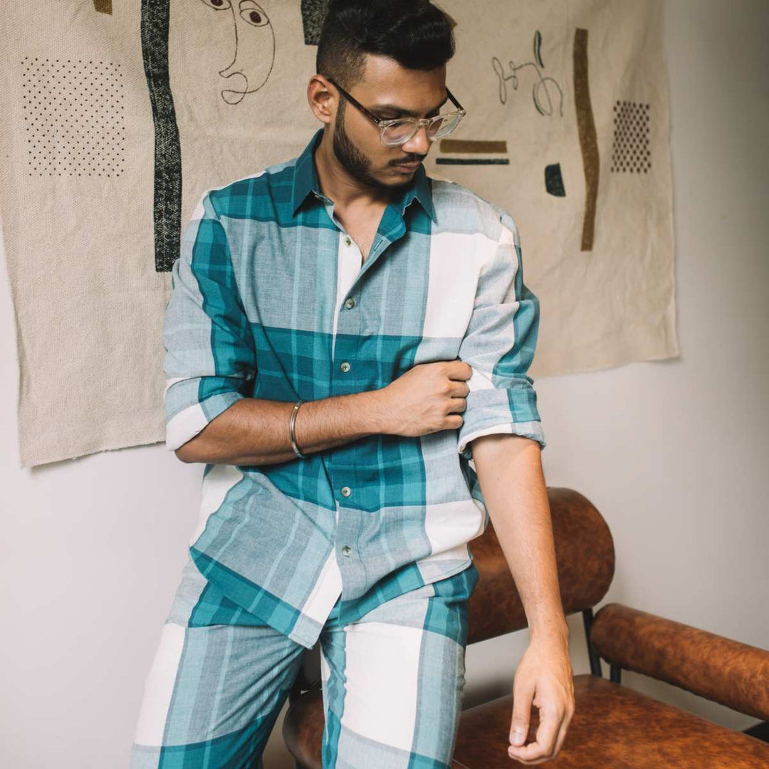 The Wanderlust Co-ord Set | Men | Full Sleeve Shirt W/ Pants | Handwoven Cotton