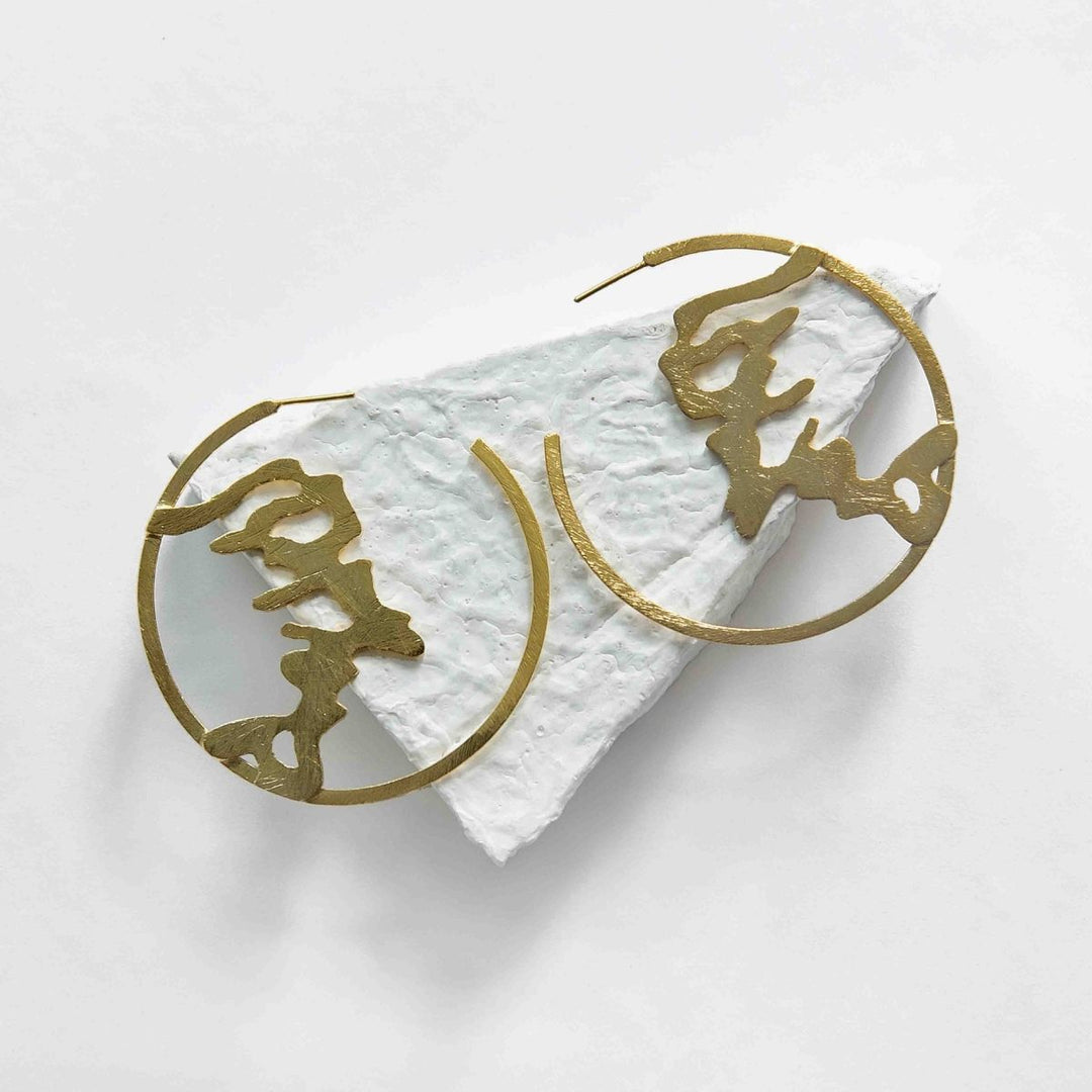 Beltza | Gold Finish Brass Earrings | Hand-Crafted | Sustainable | Aesthetic