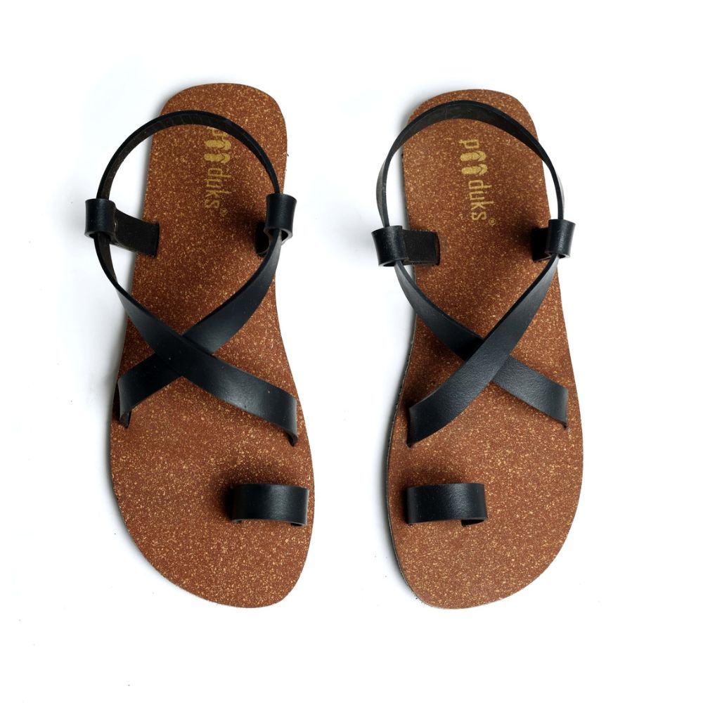 SKO Cork Sandals | Made of Recycle Tyre Tube Rubber | Unisex | Black & Brown