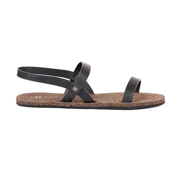 Black Cork Flat Sandal for Women | Redefine Fashion & Functionality | Odor-free