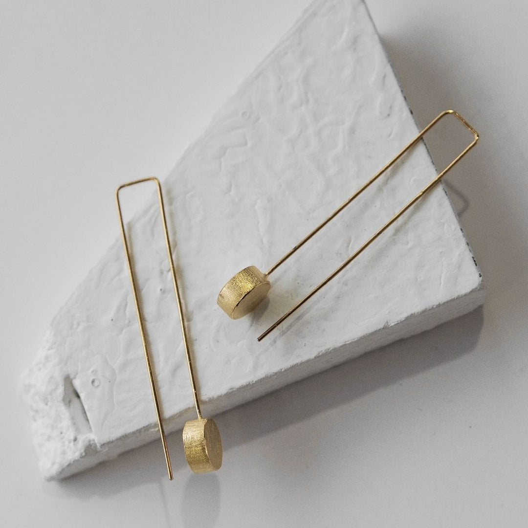 Rolling Stone | Gold Finish Brass Earrings | Eclectic | Hand-Crafted | Sustainable