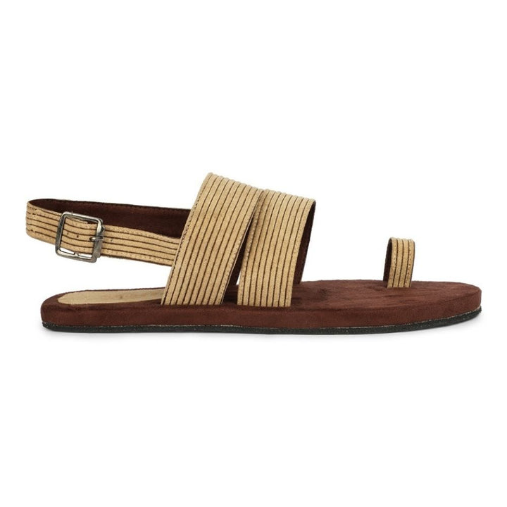 Sef Sand Beige Men Sandals | Breathable & Textured Corduroy | Comfort Fit