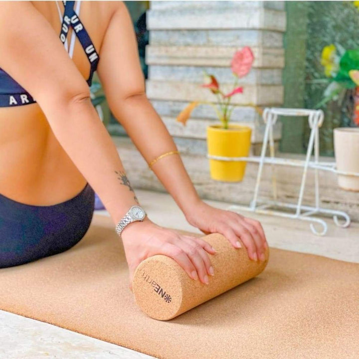 Cork Yoga Combo | Mat, Roller And Brick | Skid-Free | Pack Of 3